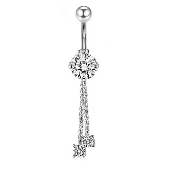 G23 Titanium, Belly Bar, White Gold Plated, Heart, Flower, Butterfly, Dangle, Navel, Barbell, Elegant, Banana Bar