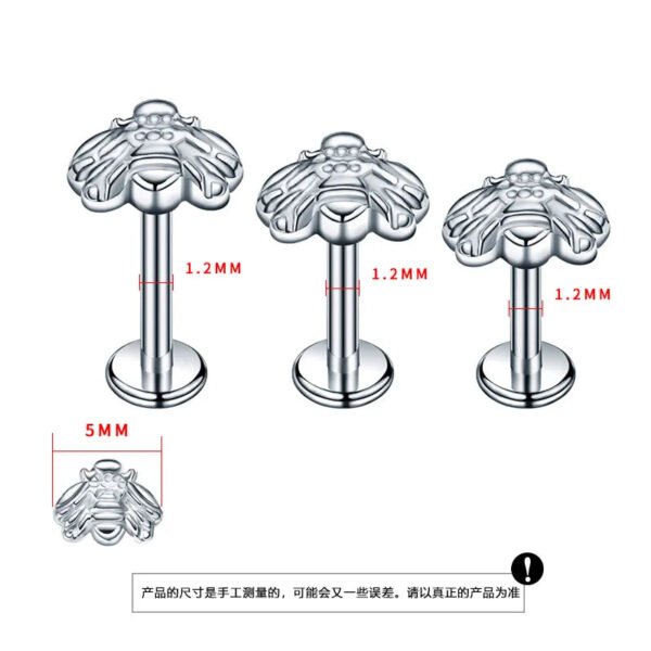 Titanium Bee F136 Nasal Ear Lip Studs Implant Grade G23 Titanium Alloy Body Piercing Jewelry Ear Bone Studs Polished Finish