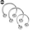 Titanium Alloy Inner Threaded Double Ball C Bar Lip Ring Horse Hoof Ear Bone Ring Lip Ring Fashionable Piercing Jewelry For Men And Women