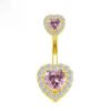 Implant Grade Titanium Flower Heart Dangly Belly Bar – Dainty Zirconia Navel Piercing, Hypoallergenic & Stylish