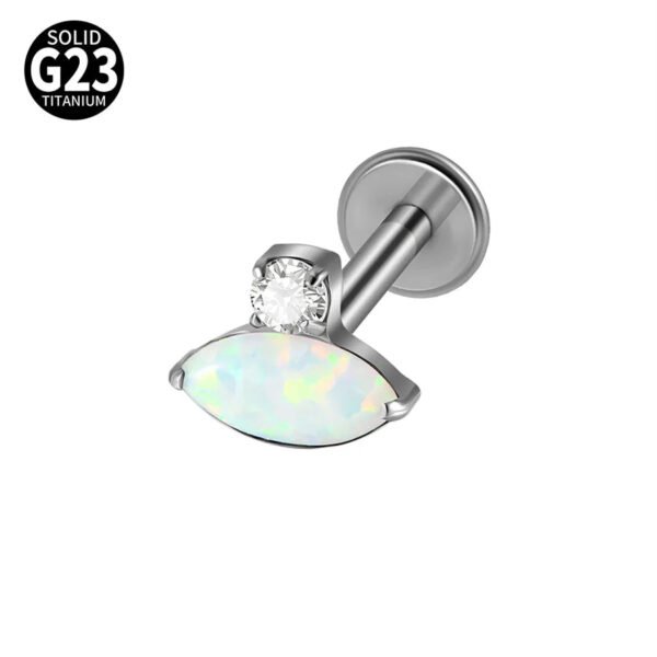 G23 Titanium Alloy Opal Flat Back Piercing Earrings Heart Sun Inlaid Zircon Elegant Hanging Pendant Romantic Classic Jewelry Daily Wear Lip Stud Earrings