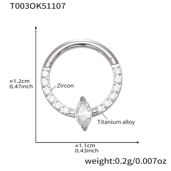 picture_75b6993d-0df3-4423-9892-11dc6a547c1c(2) Satan's Child Piercing Mermaid Titanium Alloy Zircon Nose Stud Gold-Plated Geometric Water Drop Heart-Shaped Sweet Cool Hot Girl Piercing Nose Ring Seamless Ring