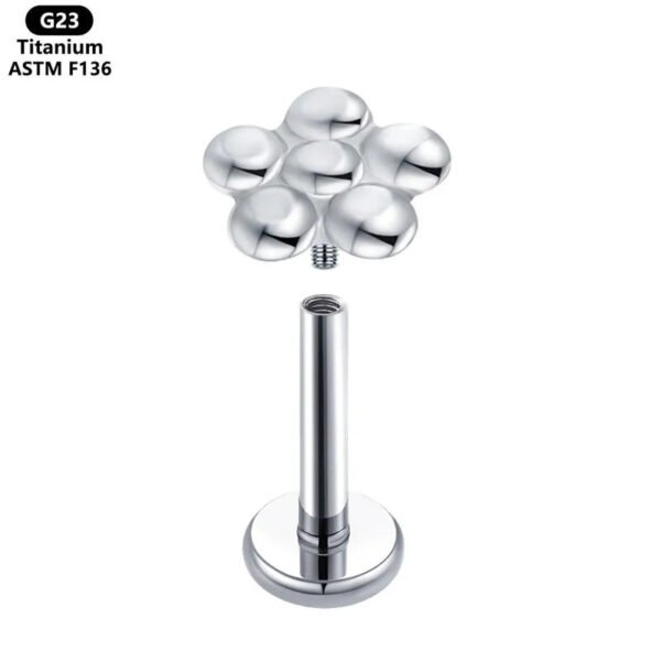 Titanium Alloy F136 Cat Claw Lip Studs Floral Implant Grade Human Piercing Jewelry Polished Finish Anniversary Birthday Party Festive