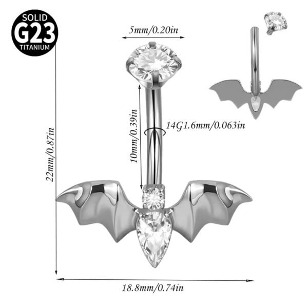 Titanium Metal Scorpion Bat Belly Button Piercing Belly Button Ring Zircon Cherry Multiple Horse Eye Flower Inner Tooth Belly Button Stud Body Piercing Jewelry Accessories