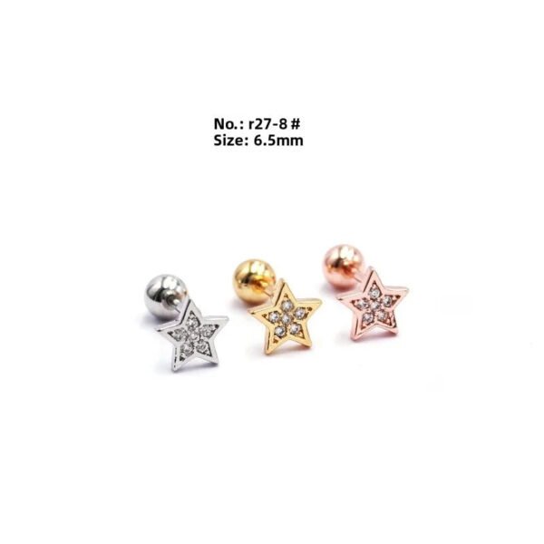 picture_789519db-502a-4cdc-9bf5-89d0a45265cd(3) New Style Minimalist Mini Micro Paved Crystal Moon Tooth Earrings Titanium Steel Wedding Jewelry Unisex Letter Number Text