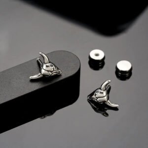 Unisex Titanium Steel Sheep Head Earrings Non-Fading Simple Design Threaded Earrings Suitable for Men and Women