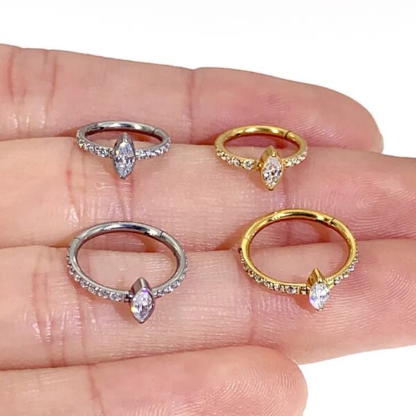 F126 Titanium Alloy, 8/10mm, 1.2mm Diameter, Piercing, Nose Ring, Ear, Clicker, Geometric, Zirconia.