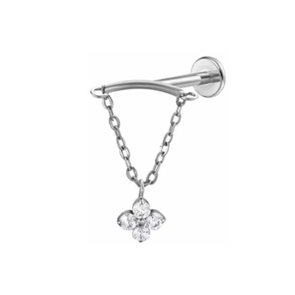 F136 Titanium, Alloy, Hidden Helix, Chain, Pendant, 0.9, Piercing Jewellery, Ear Cartridge, Stud, Lip, Vertical Labret, Flat Back, Drop, Earring, Unisex, Flower, Triangle.