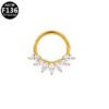 G23 Titanium, F136 Titanium Alloy, Inlay, Zircon, 14K Gold Plated, White Gold, Ear, Cartilage, Conch, Nose, Septum, Ring, Elegant, Glam, Snowflake.