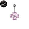 Implant Grade Titanium Flower Heart Dangly Belly Bar – Dainty Zirconia Navel Piercing, Hypoallergenic & Stylish