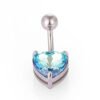 1Pcs Fashion Zircon Navel Ring Stainless Steel Heart Round Claw Shaped Shiny Navel Ring Navel Button Body Piercing Jewelry