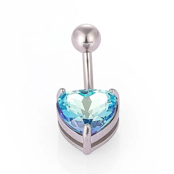 1Pcs Fashion Zircon Navel Ring Stainless Steel Heart Round Claw Shaped Shiny Navel Ring Navel Button Body Piercing Jewelry