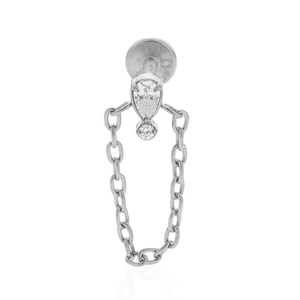 1Pcs F136 Titanium Alloy Flower Chain Pendant Lip Stud Lip Ring Ear Bone Stud Cochlear Stud Nose Stud Internal Teeth Piercing Lip Jewelry