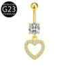 Implant Grade Titanium Flower Heart Dangly Belly Bar – Dainty Zirconia Navel Piercing, Hypoallergenic & Stylish