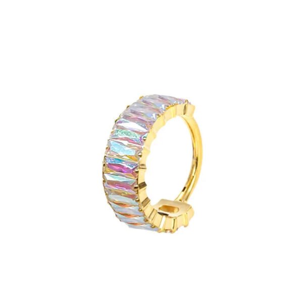 F136 Titanium Alloy, Ear, Hoop, Stud, Rainbow, Ice, Sugar, Ring, Geometric, Zirconia