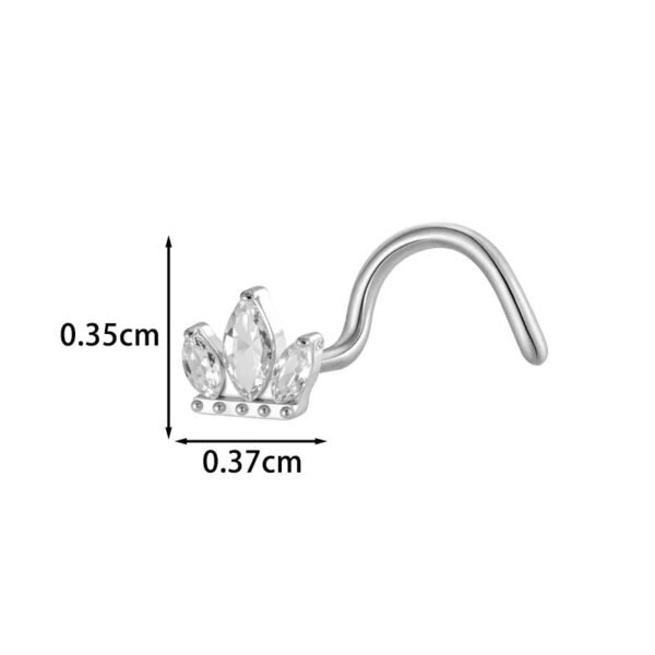 G23/F136 Titanium Alloy Inlaid Zircon Flower Heart S Rod Nose Stud Fashion Versatile Trendy Piercing Jewelry