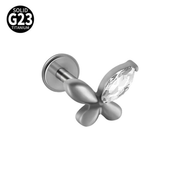 G23 Titanium, Alloy, Flat Back, Piercing Jewellery, Earring, Cherry, Blossom, Butterfly, Elegant Cute Classic, Lip, Stud, Ear Cartridge, Internal Thread