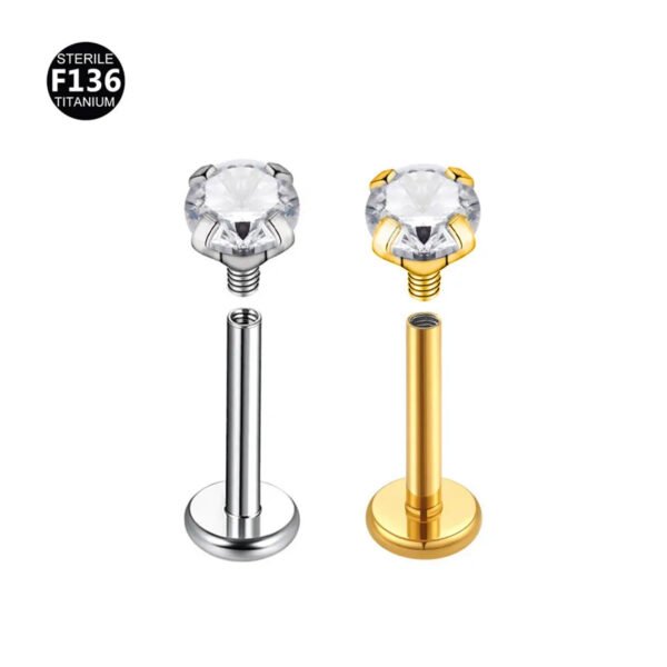 F136 Titanium Lip Studs 3.0mm Base Inner Tooth Ear Bone Flat Bottom Rod G23 Titanium Alloy Body Piercing Jewelry Ear Studs