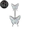 Implant Grade Titanium Flower Heart Dangly Belly Bar – Dainty Zirconia Navel Piercing, Hypoallergenic & Stylish