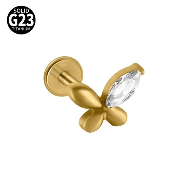 G23 Titanium, Alloy, Flat Back, Piercing Jewellery, Earring, Cherry, Blossom, Butterfly, Elegant Cute Classic, Lip, Stud, Ear Cartridge, Internal Thread