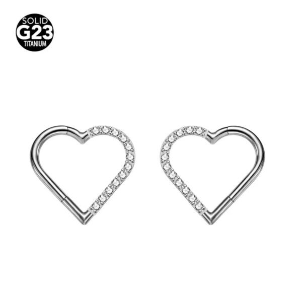 G23 Titanium, Heart Shaped, Ear, Nose Ring, Seamless, Body Piercing, Cartilage, Helix, Dainty, Cute, Left, or Right.