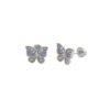 Trendy Women's High-End Gold Plated Titanium Steel Screw Back Earrings Pearl Colorful Diamond Butterfly Ear Studs Ins Style