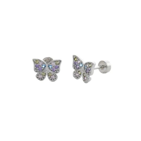 Trendy Women's High-End Gold Plated Titanium Steel Screw Back Earrings Pearl Colorful Diamond Butterfly Ear Studs Ins Style