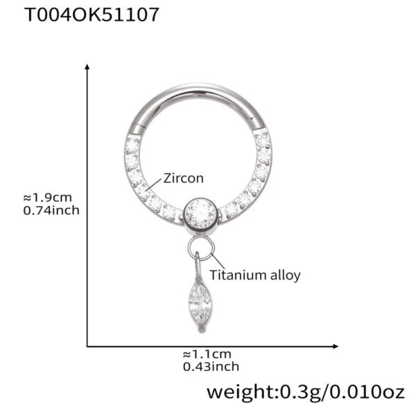 picture_7fe1e2a5-01eb-4acb-a293-75d49a92ae06(2) Satan's Child Piercing Mermaid Titanium Alloy Zircon Nose Stud Gold-Plated Geometric Water Drop Heart-Shaped Sweet Cool Hot Girl Piercing Nose Ring Seamless Ring