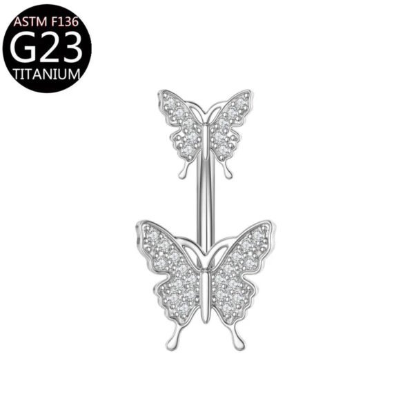 Implant Grade Titanium Flower Heart Dangly Belly Bar – Dainty Zirconia Navel Piercing, Hypoallergenic & Stylish