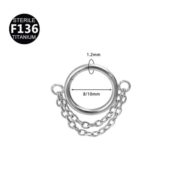 Titanium Alloy Double Chain Earrings 8/10mm Ladies Stud Earrings Luxury Minimalist Geometric Pattern Unisex Piercing Jewelry