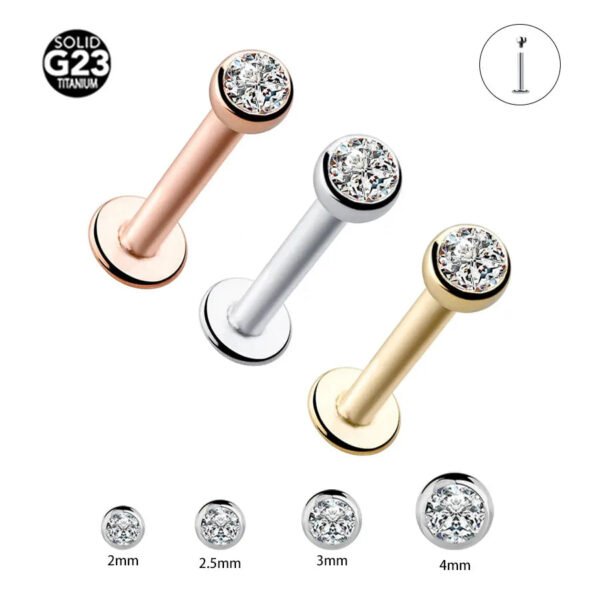 G23 Titanium, Rose, Gold, Alloy, Ear Cartridge,Lip, Vertical Labret, Internal Thread, Bowl Shape,Piercing Jewellery, Geometric, Unisex, Simple, Dainty, Elegant.