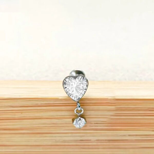 F136 Titanium Alloy Square Colorful Zirconia Pendant Exquisite Ear Bone Studs Piercing Jewelry Factory Geometric Pattern Unisex