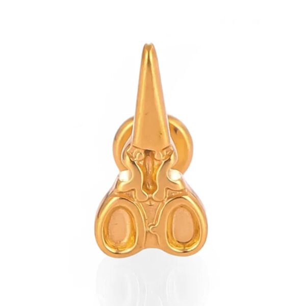 Titanium Piercing Studs – Scissors, Star, Moon, Lightning & Deer (14k Gold Plated) – Labrets, Flat back, Monroe, internal thread.