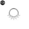 G23 Titanium, F136 Titanium Alloy, Inlay, Zircon, 14K Gold Plated, White Gold, Ear, Cartilage, Conch, Nose, Septum, Ring, Elegant, Glam, Snowflake.