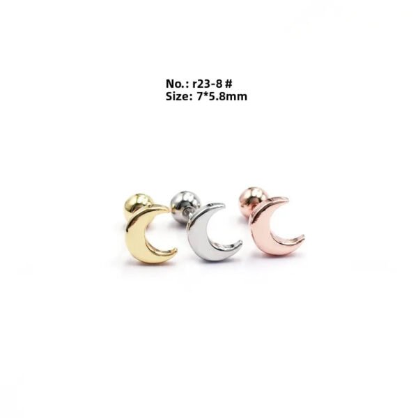 picture_83d5b8cb-033d-41fe-a337-85afb35e6123(2) New Style Minimalist Mini Micro Paved Crystal Moon Tooth Earrings Titanium Steel Wedding Jewelry Unisex Letter Number Text