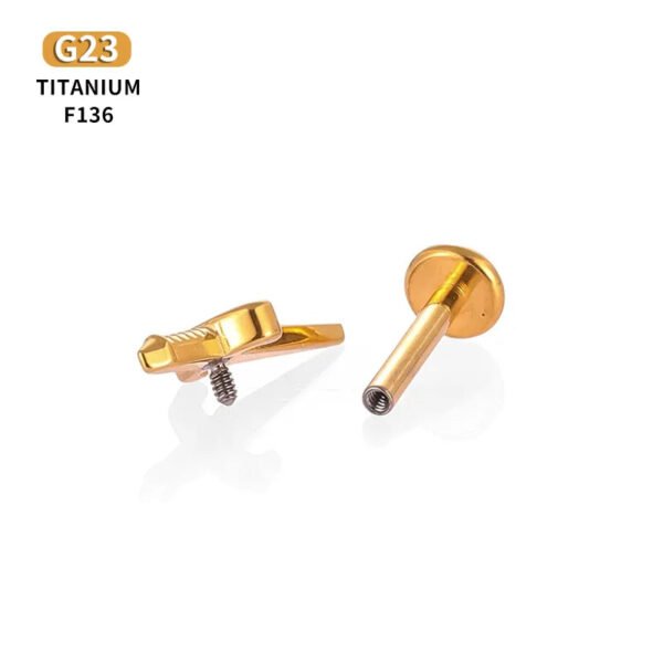 Titanium Piercing Studs – Scissors, Star, Moon, Lightning & Deer (14k Gold Plated) – Labrets, Flat back, Monroe, internal thread.