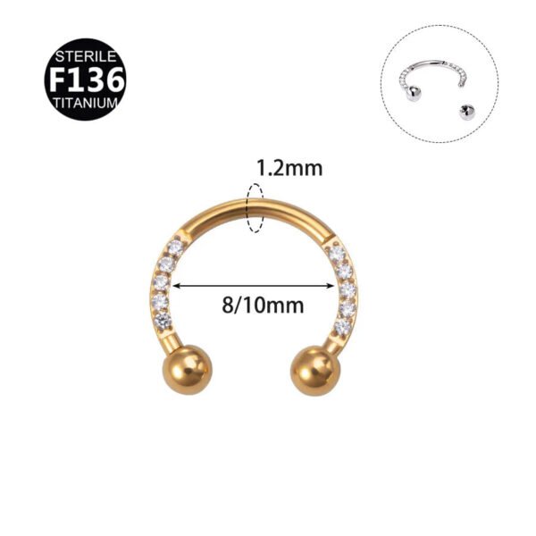 F136 Titanium Alloy, Nose, Ring, Ear, Brow, Stud, Zirconia, Embedded, C-Shape, Hoof, Bar, Piercing, Body, Jewellery, U-Shaped