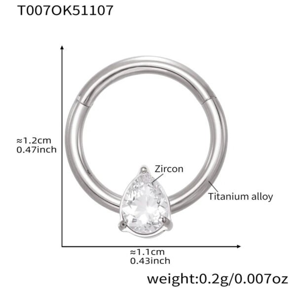 picture_84763fd0-fc37-41b9-9651-550cd66fab9f(2) Satan's Child Piercing Mermaid Titanium Alloy Zircon Nose Stud Gold-Plated Geometric Water Drop Heart-Shaped Sweet Cool Hot Girl Piercing Nose Ring Seamless Ring