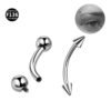 Titanium White Gold Plated Bent Bar – Double-Ended Barbell for Ear, Tongue, Brow Piercings (Ball, Spike & Screw Ends, Unisex)