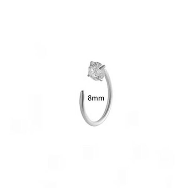 G23/F136 Titanium Alloy Inlaid Zircon C-Shaped 0.8mm Coil Nose Ring Cartilage Earrings Piercing Jewelry