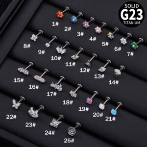 Best Selling G23 Titanium Rabbit Head Floral Ear Bone Lip Studs Australian Opal Lip Jewelry Bohemian Style Unisex Fashion Accessories