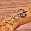 F136 Titanium Barbed Heart Shaped Nose Ring Ear Bone Stud Lip Stud Punk Style Body Piercing Jewelry