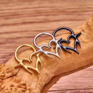F136 Titanium Barbed Heart Shaped Nose Ring Ear Bone Stud Lip Stud Punk Style Body Piercing Jewelry