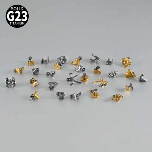 G23 Titanium Alloy Butterfly Skull Heart Piercing Studs Under-Skin Jewelry Skin Animal Snake Dolphin Bone Studs