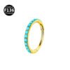 New F136 Titanium Green Stone Thin Rod 0.8/1.0 6-12mm Inner Diameter Nose Ring Ear Hoop Lip Ring Geometric Pattern Unisex