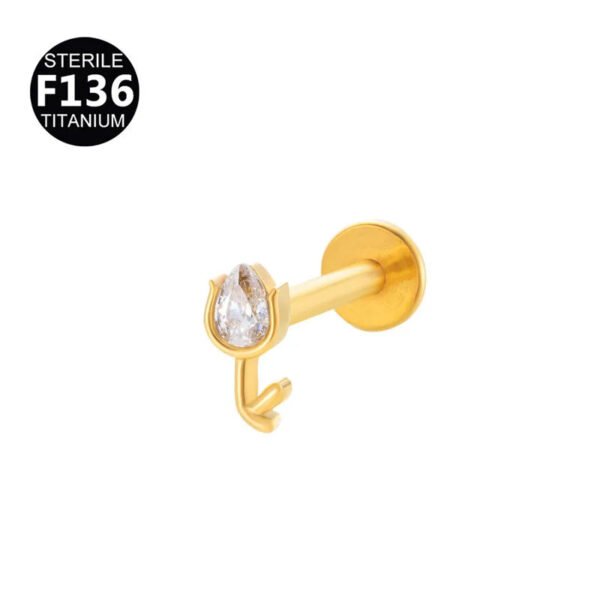 F136 Titanium Alloy Square Colorful Zirconia Pendant Exquisite Ear Bone Studs Piercing Jewelry Factory Geometric Pattern Unisex