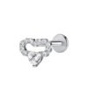 New G23 Titanium Waterdrop Lip Stud Earrings Flat Bottom Inner Spiral Piercing Bone Studs Zircon Embedded Luxury Heart Ear Jewelry