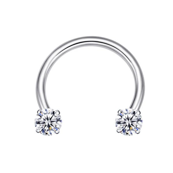 G23 Titanium Material Zircon Stone Nose Septum Ring Threaded Open Ring Piercing Jewelry For Men And Women Wedding Birthday Party Festival