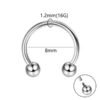 Titanium Alloy Inner Threaded Double Ball C Bar Lip Ring Horse Hoof Ear Bone Ring Lip Ring Fashionable Piercing Jewelry For Men And Women