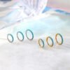 New F136 Titanium Green Stone Thin Rod 0.8/1.0 6-12mm Inner Diameter Nose Ring Ear Hoop Lip Ring Geometric Pattern Unisex
